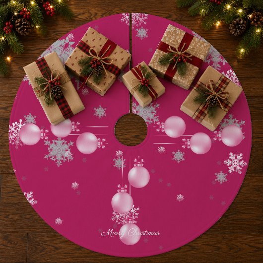 Roze Kerst Ornamente Boomrok Fleece Kerstboom Rok