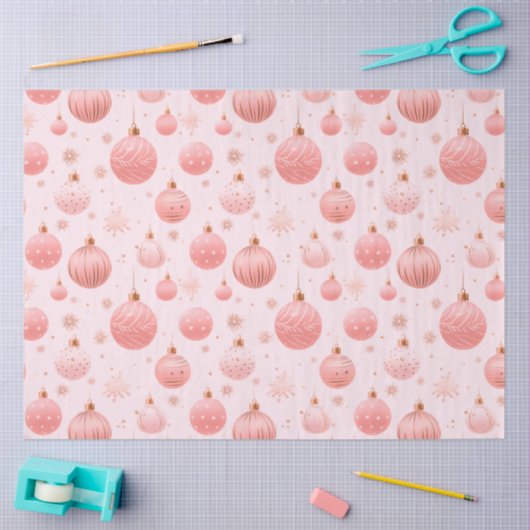 Roze Kerst Ornamenten Sneeuwvlokken Kerstmis Tissuepapier (Craft)