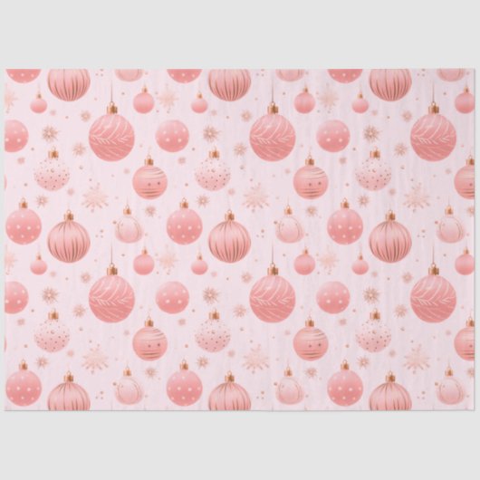 Roze Kerst Ornamenten Sneeuwvlokken Kerstmis Tissuepapier (Voorkant)