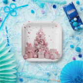 roze kerst papieren bordje (Feest)