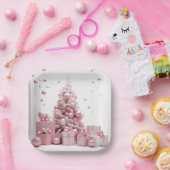 roze kerst papieren bordje (Feest)