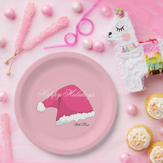 Roze kerst papieren bordje (Feest)