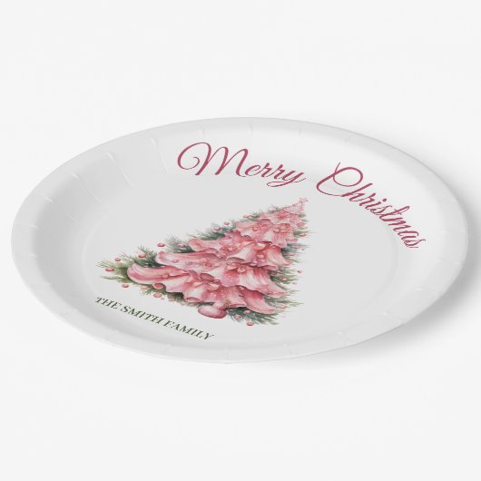 Roze kerst papieren bordje (Gekanteld)