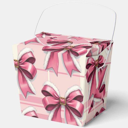 Roze Kerst Plaid bogen Bedankdoosjes (Voorkant)