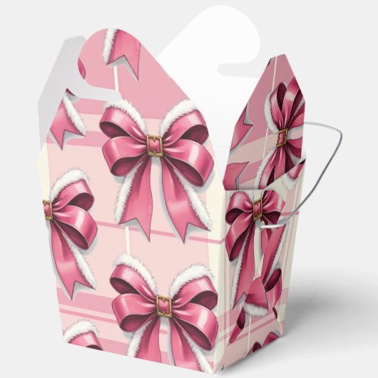 Roze Kerst Plaid bogen Bedankdoosjes (Open)