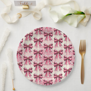 Roze Kerst Plaid Kerstman Strikken   Papieren Bordje