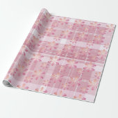 Roze Kerst Plaid Leuke Sneeuwvlokken Cadeaupapier (Uitgerold)