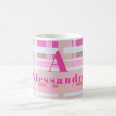 Roze Kerst plaid monogram blush wit modern Koffiemok (Center)