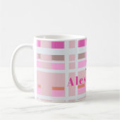 Roze Kerst plaid monogram blush wit modern Koffiemok (Links)