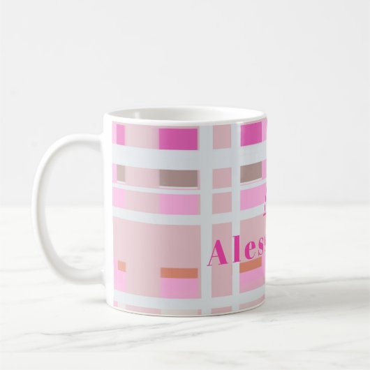 Roze Kerst plaid monogram blush wit modern Koffiemok (Links)