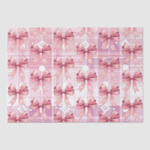 Roze Kerst Plaid Sneeuwvlokken Boog Coquette Tissuepapier