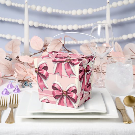 Roze Kerst Plaid strikken Bedankdoosjes (Huwelijk)