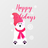 Roze Kerst Polar Beer Raamsticker (Vel)