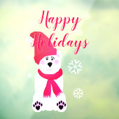 Roze Kerst Polar Beer Raamsticker (Vel 3)