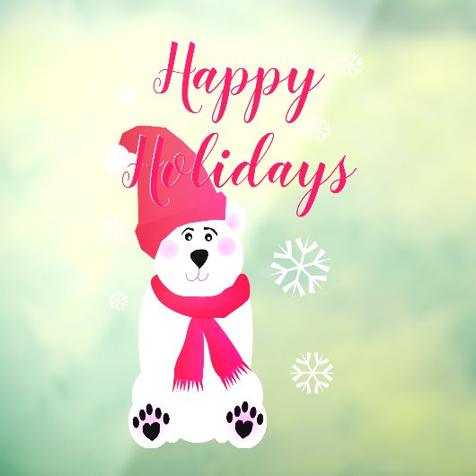 Roze Kerst Polar Beer Raamsticker (Vel 3)