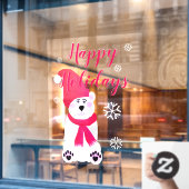 Roze Kerst Polar Beer Raamsticker (Cafe Raam)