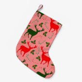 roze kerst reindeers kleine kerstsok (Voorkant (Hangend))