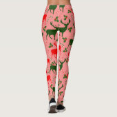 roze kerst reindeers leggings (Achterkant)