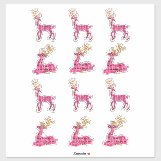Roze Kerst Rendier Decal Stickers Xmas Santa (Vel)