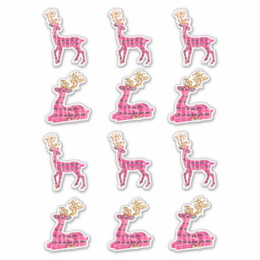Roze Kerst Rendier Decal Stickers Xmas Santa (Voorkant)