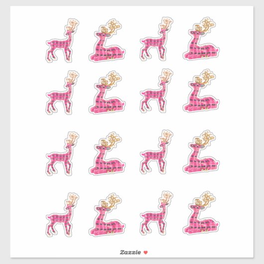 Roze Kerst Rendier Decal Stickers Xmas Santa (Vel)