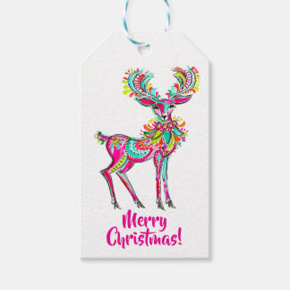Roze Kerst Rendier Gay Regenboog Pride Cadeaulabel