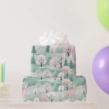 Roze Kerst Rendier Vakantie inpakpapier