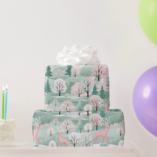 Roze Kerst Rendier Vakantie inpakpapier (Feestgeschenken)