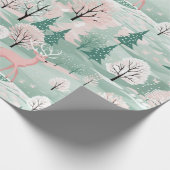 Roze Kerst Rendier Vakantie inpakpapier (Hoek)