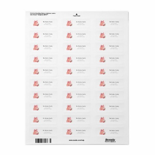 Roze Kerst retour adres labels (Full Sheet)