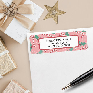 Roze kerst retouradres etiket