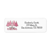 Roze Kerst Retouradres Etiket (Voorkant)
