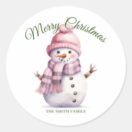 Roze kerst ronde sticker