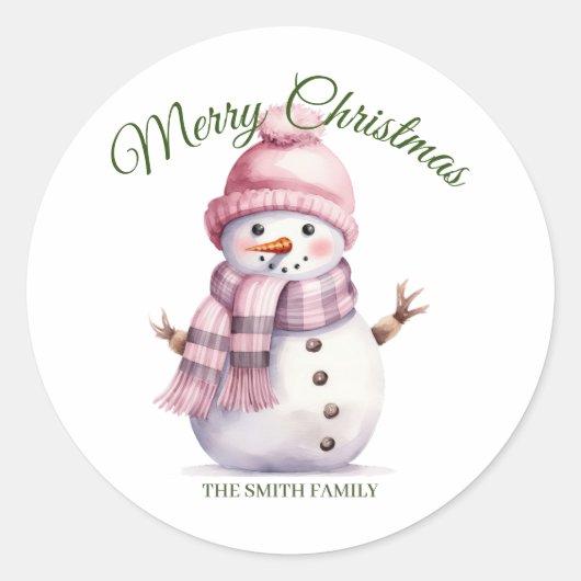 Roze kerst ronde sticker (Voorkant)