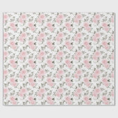 Roze Kerst Roos Floral Cadeaupapier (Vlak)