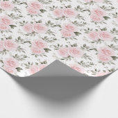 Roze Kerst Roos Floral Cadeaupapier (Hoek)
