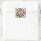  Roze Kerst Rozen Elegant Vierkante Sticker (Tas)
