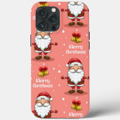 Roze Kerst Santa Clara iPhone Hoesje Mate (Achterkant)