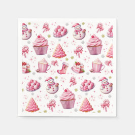 Roze Kerst Schattige Fun Sweet Servet