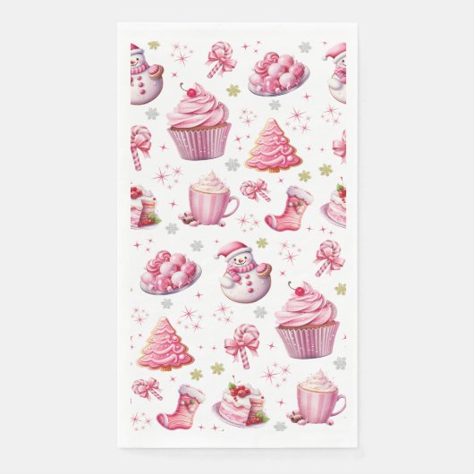 Roze Kerst Schattige Fun Sweet Servet (Voorkant)