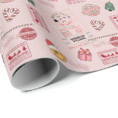 Roze Kerst Schattige Gepersonaliseerde Baby Kinder Cadeaupapier (Rol Hoek)