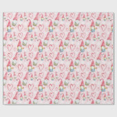 Roze Kerst Schattigee Gnoom in de liefde Cadeaupapier (Vlak)