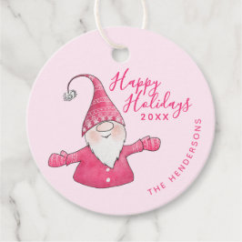 Roze Kerst Schattigeste Prettige feestdagen Gnoom Bedankjes Labels