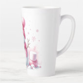 Roze Kerst Sneeuwman Marshmallow Wereld  Latte Mok (Rechts)