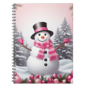  roze kerst sneeuwman scène notitieboek (Voorkant)