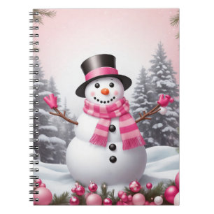  roze kerst sneeuwman scène notitieboek