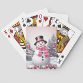 roze kerst sneeuwman scène pokerkaarten (Achterkant)
