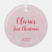 Roze kerst Sneeuwvlok Cupcake Eerste kerst Glas Ornament (Voorkant)