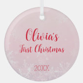 Roze kerst Sneeuwvlok Cupcake Eerste kerst Glas Ornament