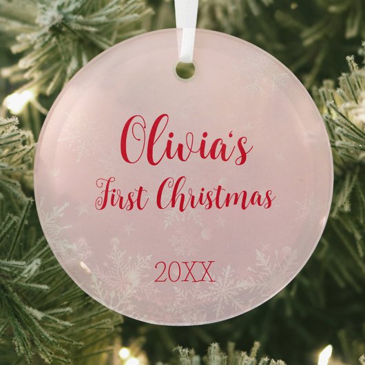 Roze kerst Sneeuwvlok Cupcake Eerste kerst Glas Ornament